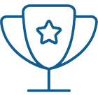 A blue trophy with a star on it.