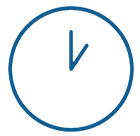 A blue clock with an arrow in the middle of it.