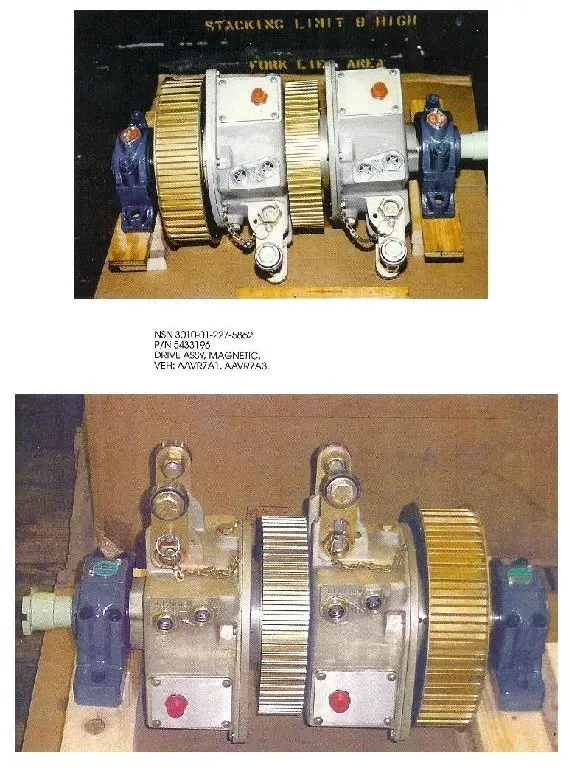 A picture of two different gears on the same gear.